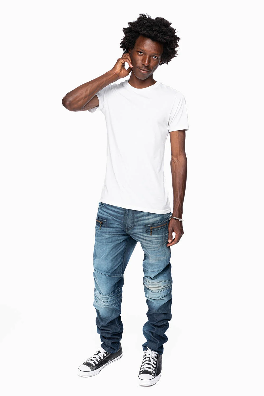 ROBINS RED LABEL BIKER JEANS IN DARK BLUE WASH - Image 4