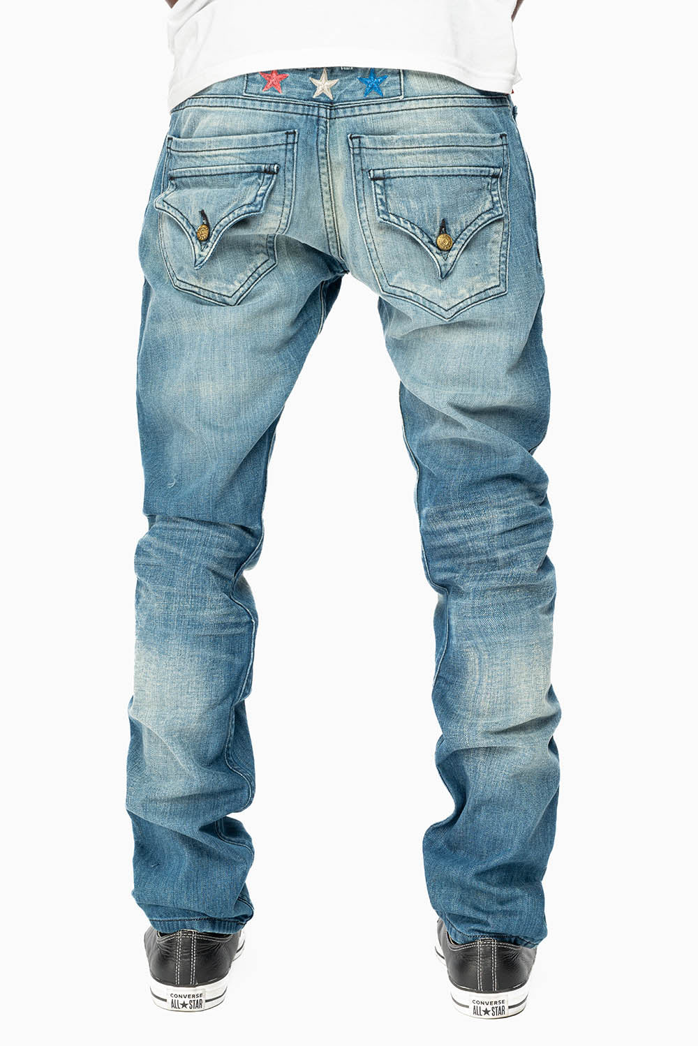 ROBINS RED LABEL LONG FLAP SLIM JEANS IN MEDIUM BLUE WASH - Image 2