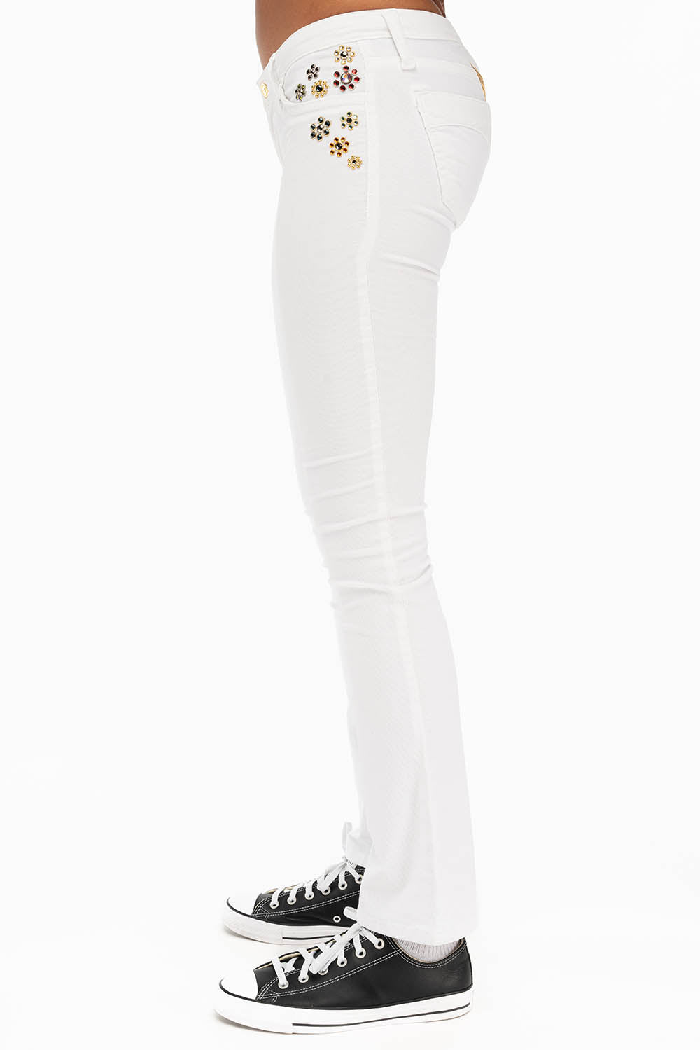 CRYSTAL FLOWER STRAIGHT LEG BABY CORDS IN WHITE - Image 2