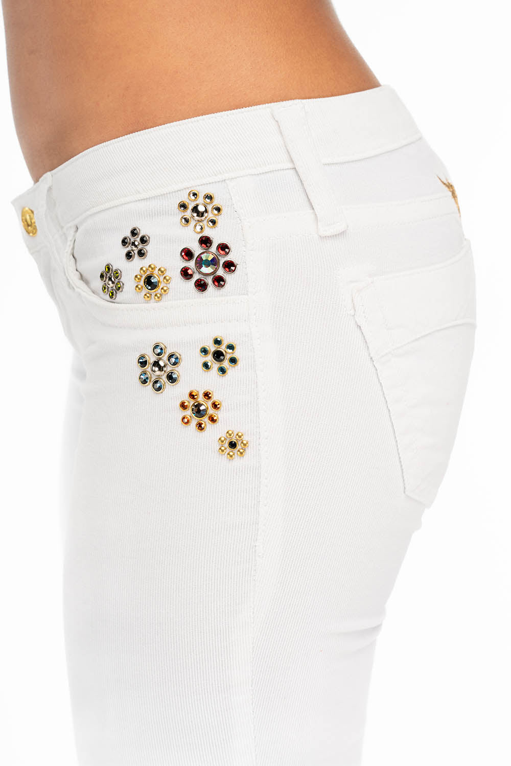 CRYSTAL FLOWER STRAIGHT LEG BABY CORDS IN WHITE - Image 8