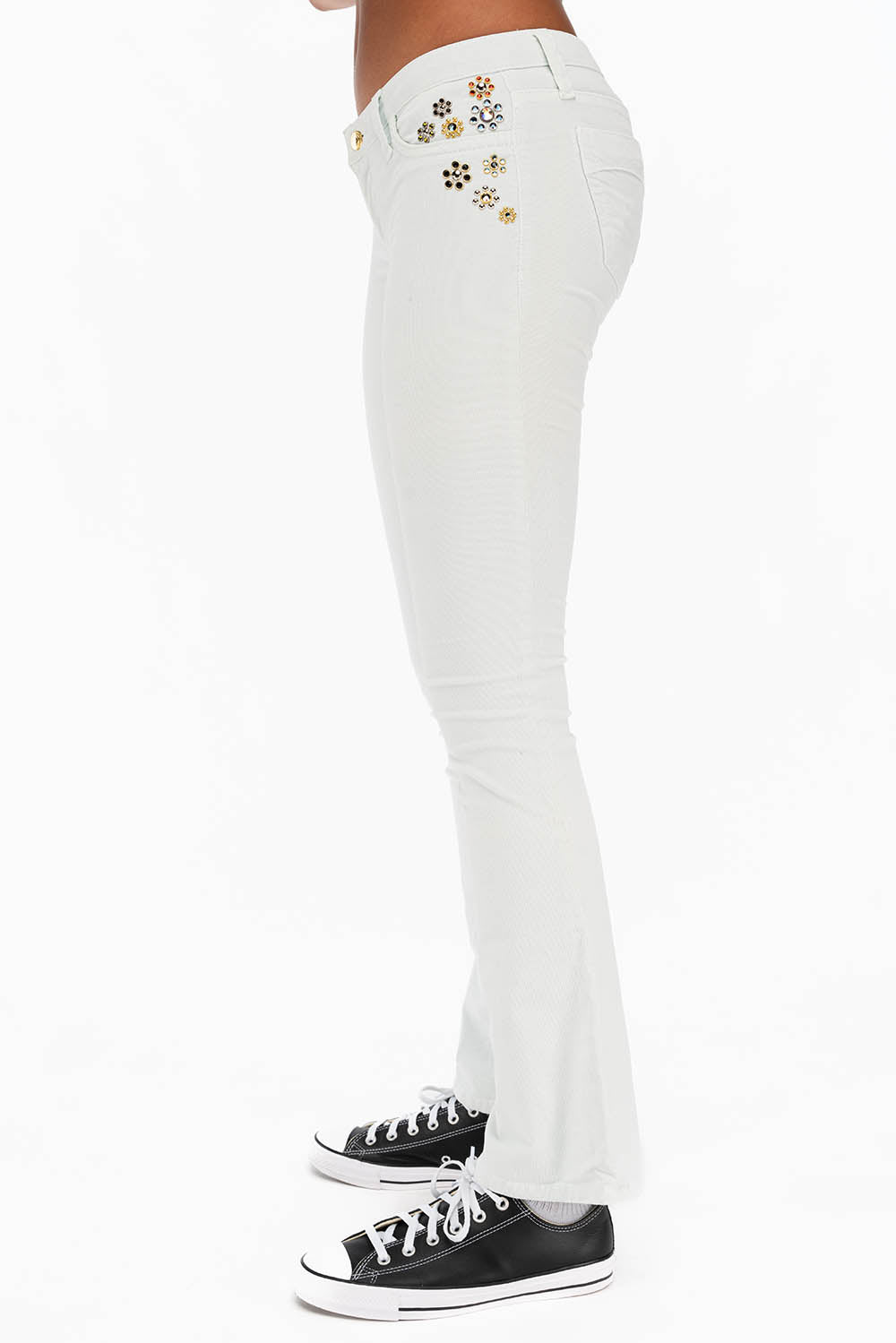 CRYSTAL FLOWER BOOT CUT BABY CORDS IN BABY BLUE - Image 3