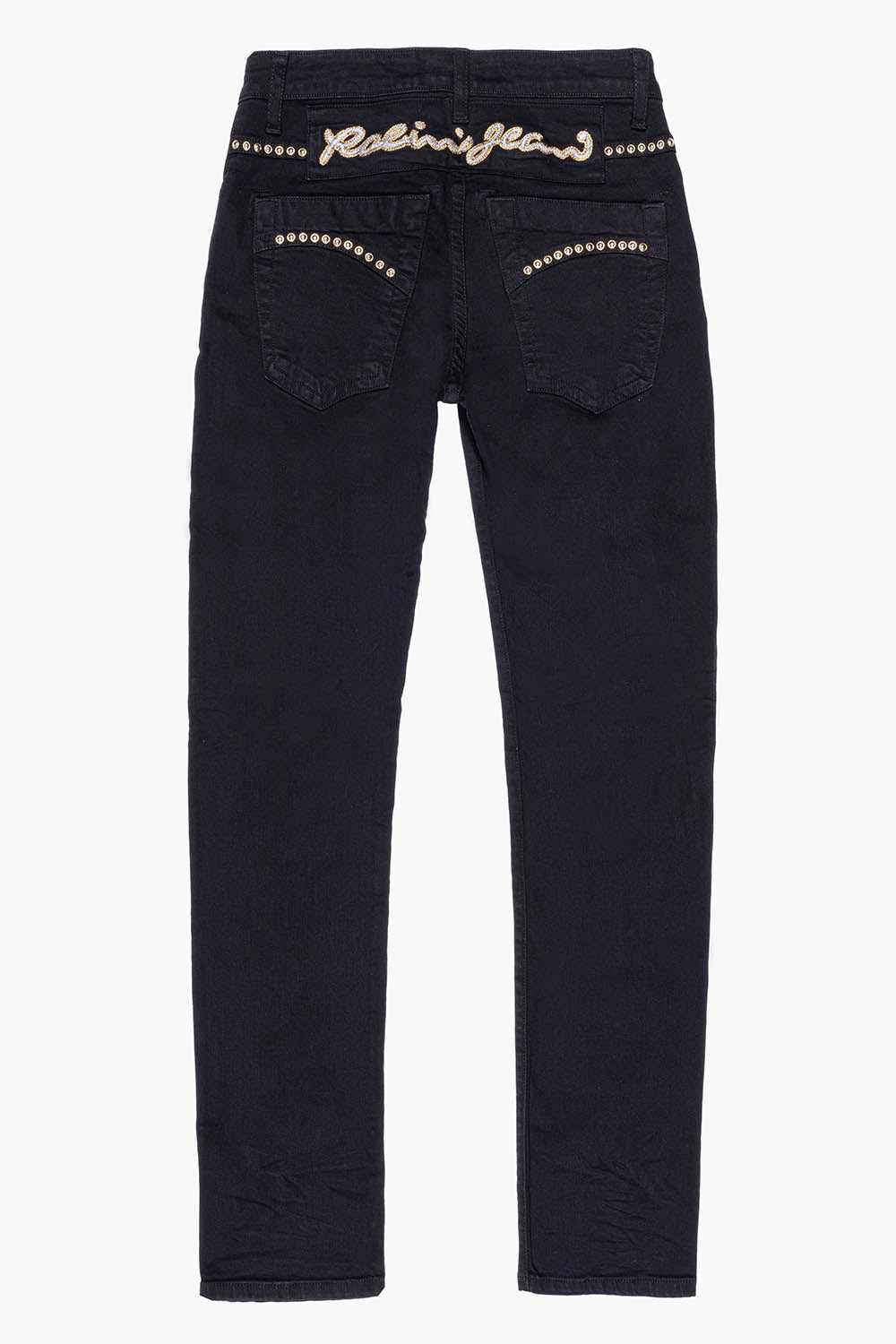 SKINNY JEAN IN PURE BLACK WITH GOLD/SILVER ROBIN’S LOGO EMBELLISHED WITH GOLD NAILHEAD STUDS - Image 6