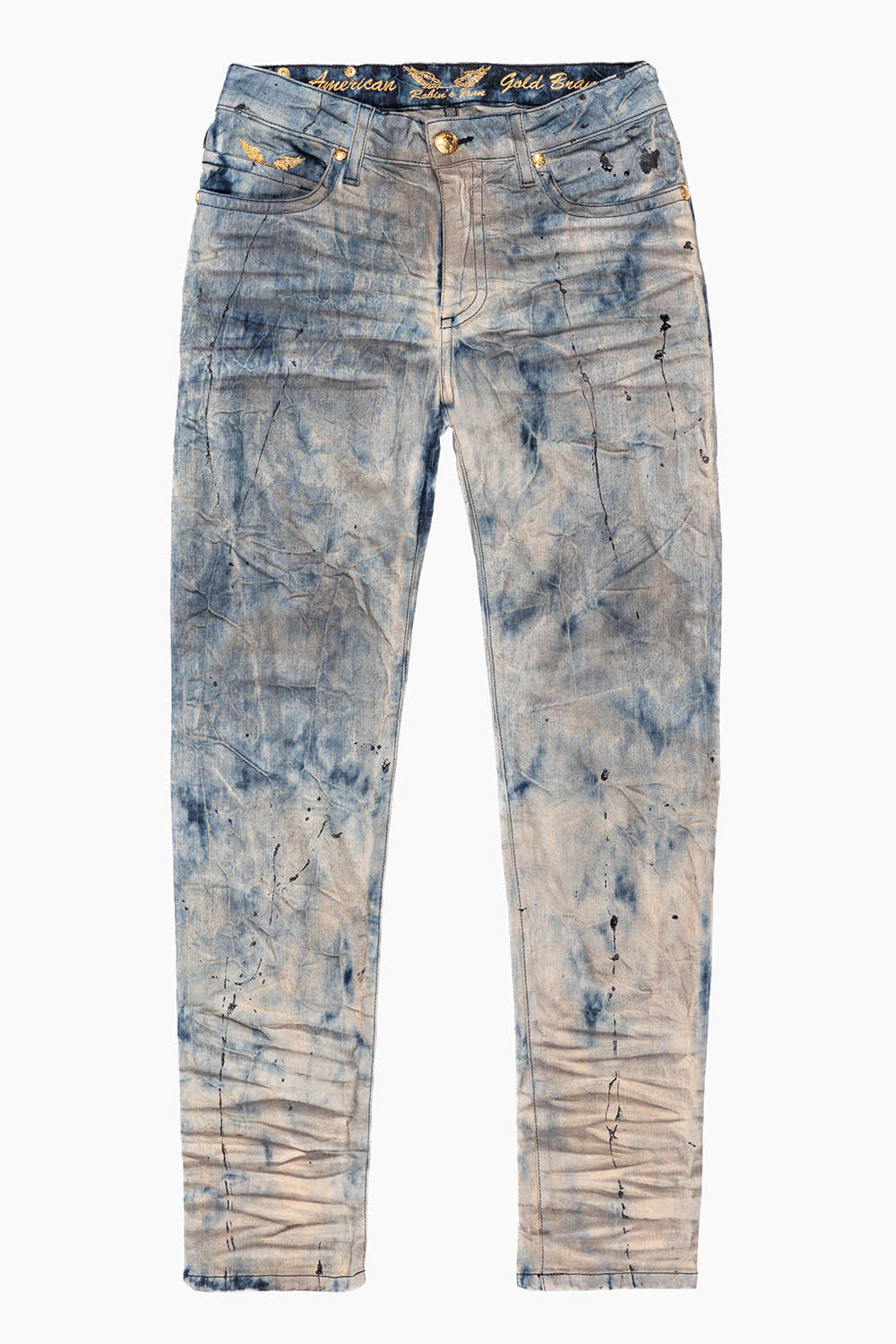 SKINNY MENS JEANS IN FROZEN WASH WITH AB CRYSTAL AND SMOKY TOPAZ CRYSTALS - Image 5