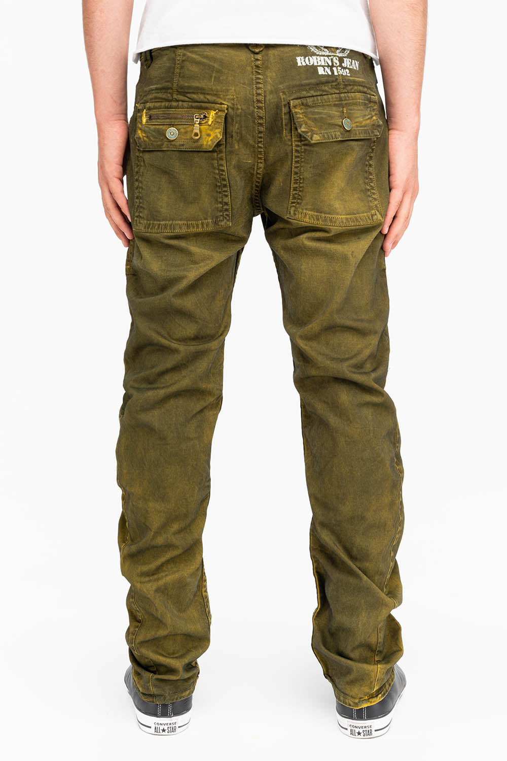MENS CARGO ZIPPER PANTS IN DUSTY YELLOW - Image 3