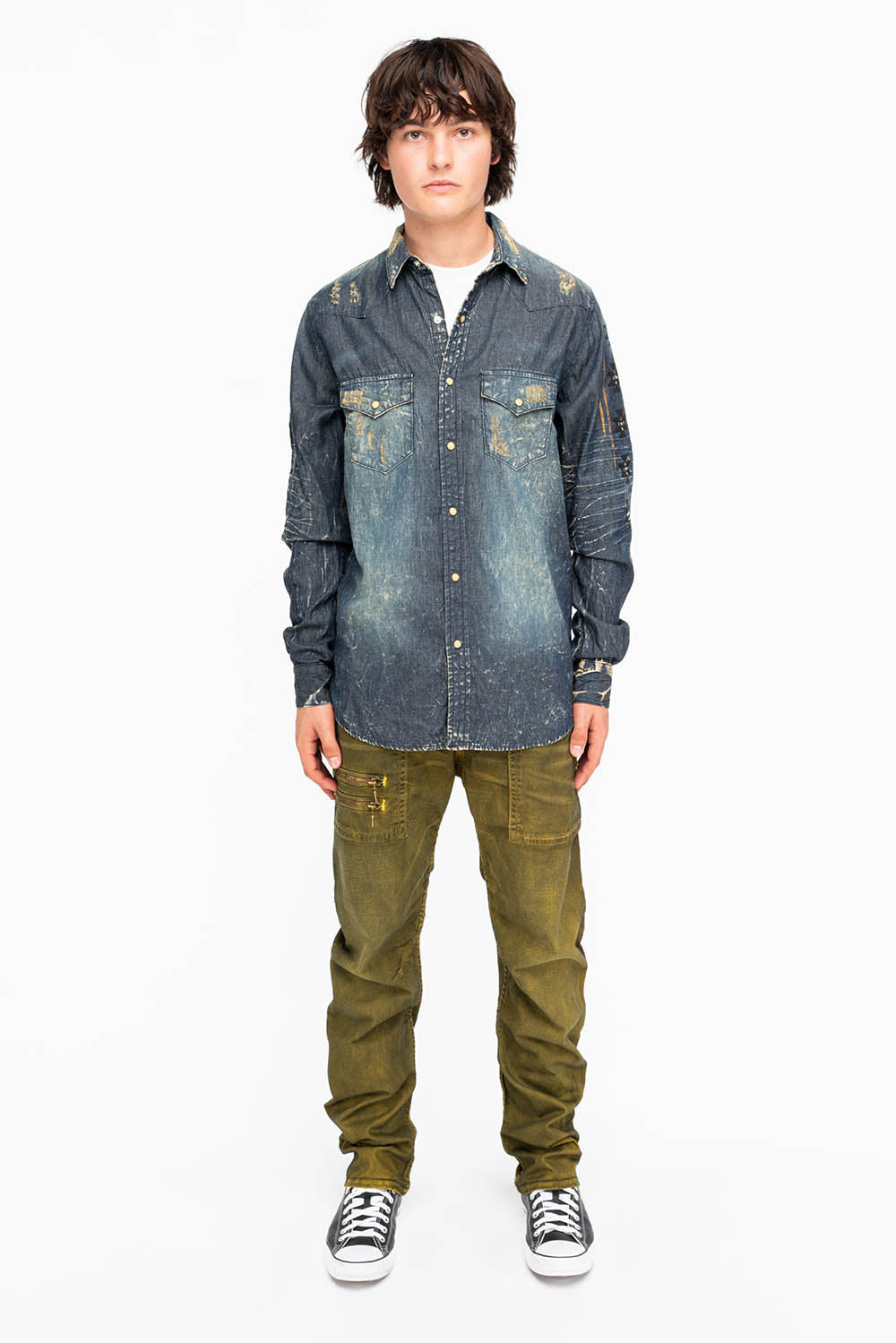 MENS CARGO ZIPPER PANTS IN DUSTY YELLOW - Image 4