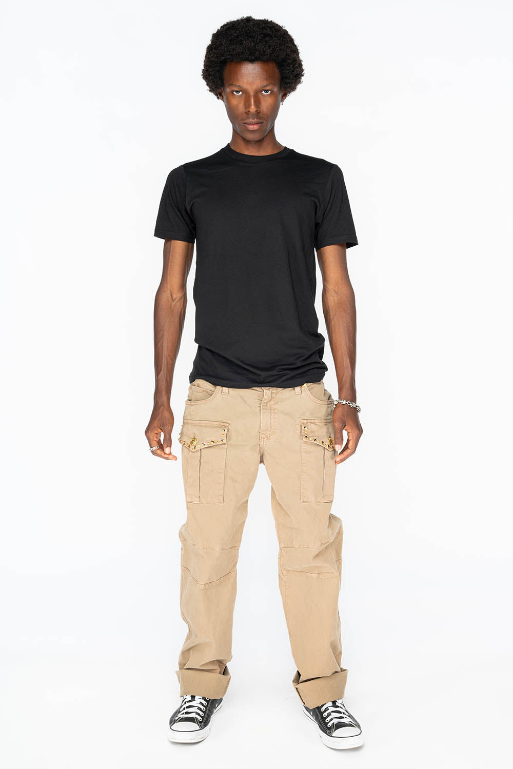 BOMBER POCKET PANTS WITH CRYSTALS IN BEIGE - Image 6