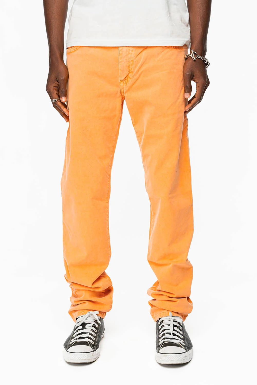 CLASSIC 5 POCKET SLIM LEG JEANS IN PASTEL ORANGE - Image 2