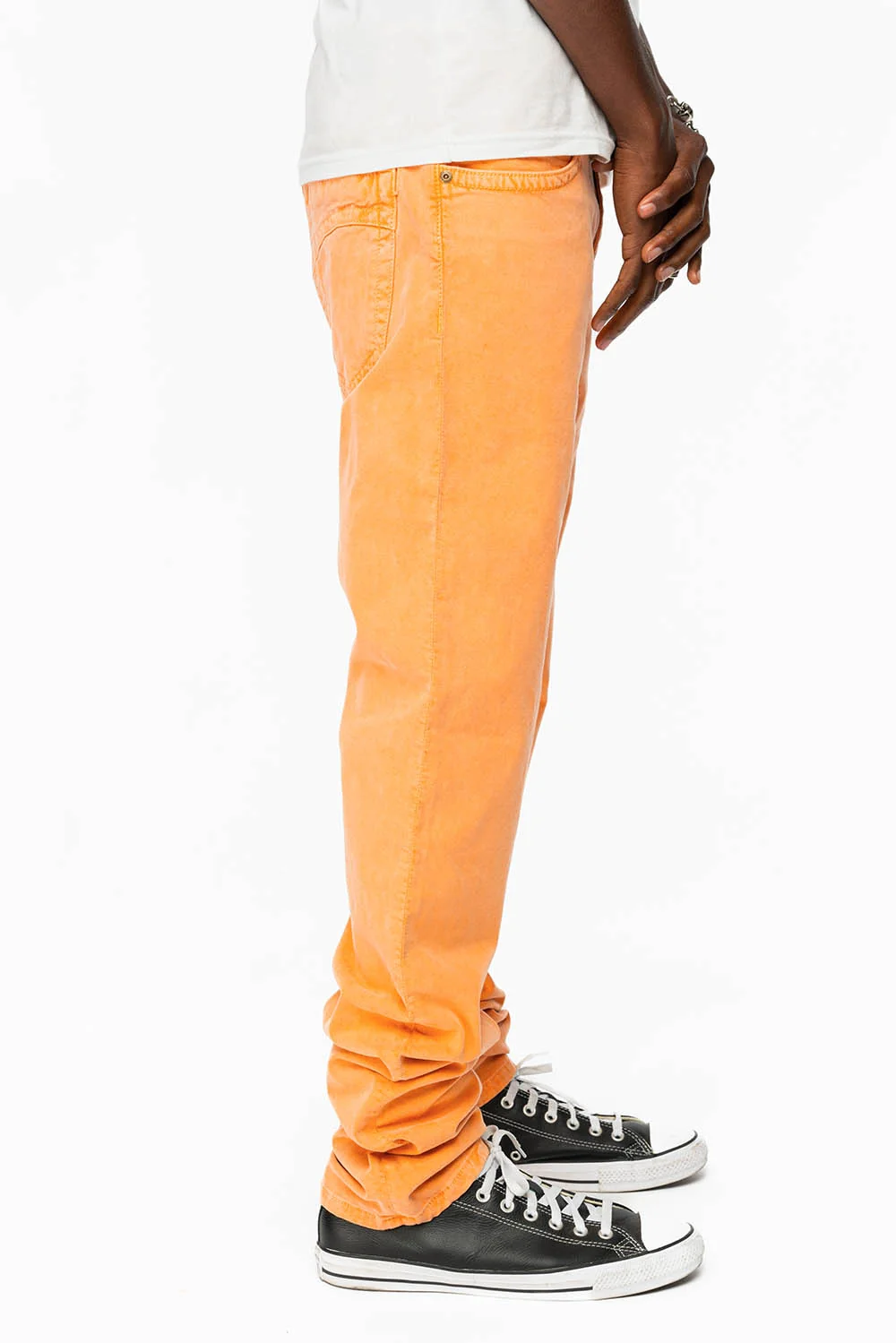 CLASSIC 5 POCKET SLIM LEG JEANS IN PASTEL ORANGE - Image 3