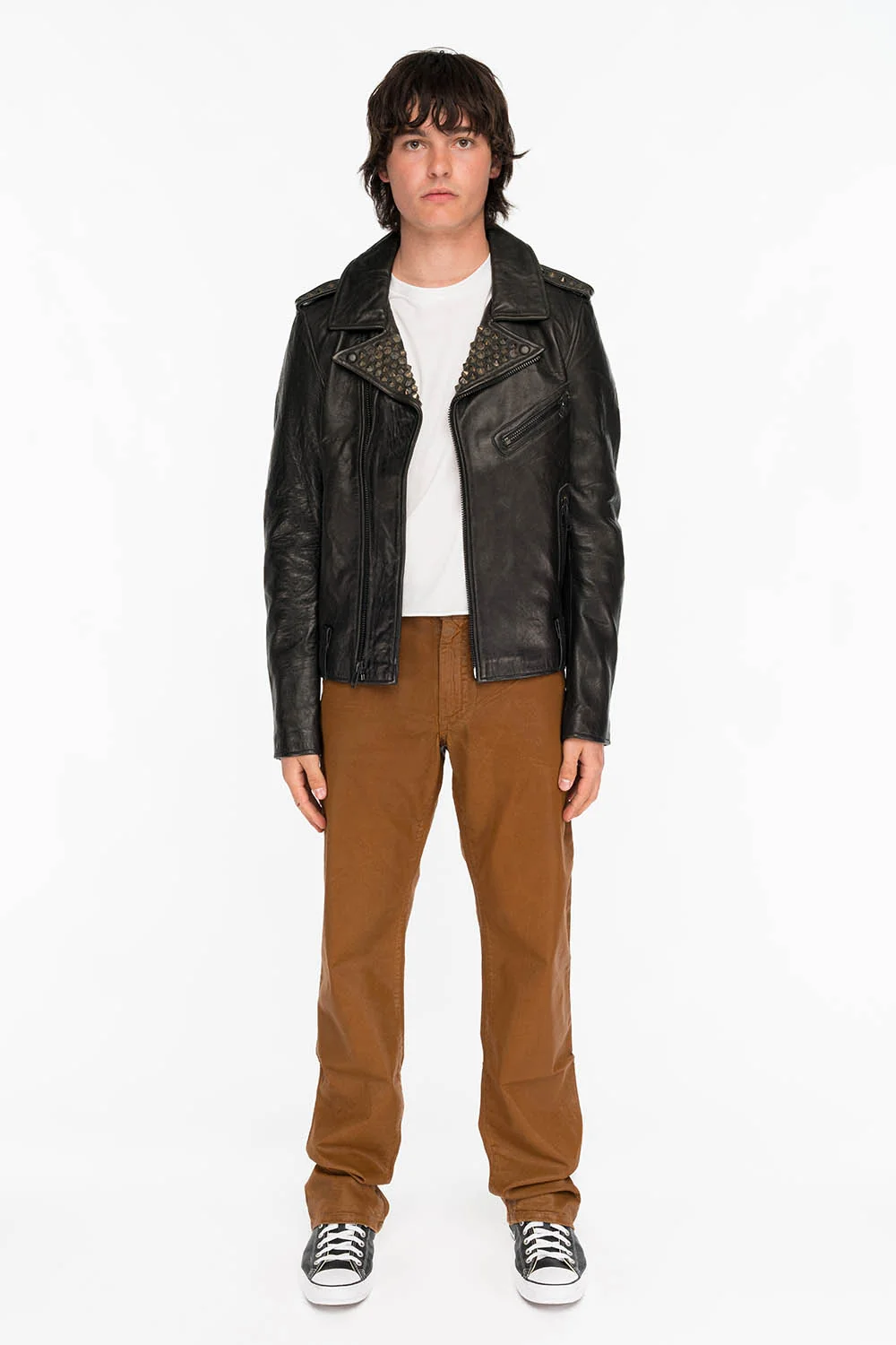 CLASSIC 5 POCKET STRAIGHT LEG JEANS IN CUIR CARAMEL WITH STUDS AND CRYSTALS - Image 6