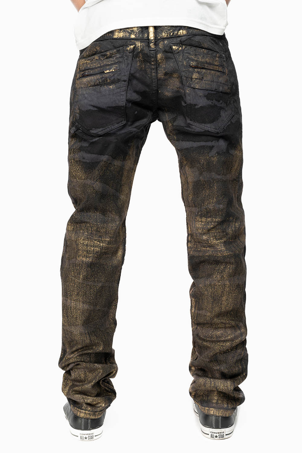 MENS MOTO BIKER JEANS IN AERO BLACK WASH - Image 4