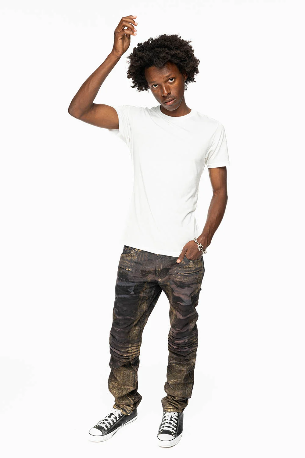 MENS MOTO BIKER JEANS IN AERO BLACK WASH - Image 5