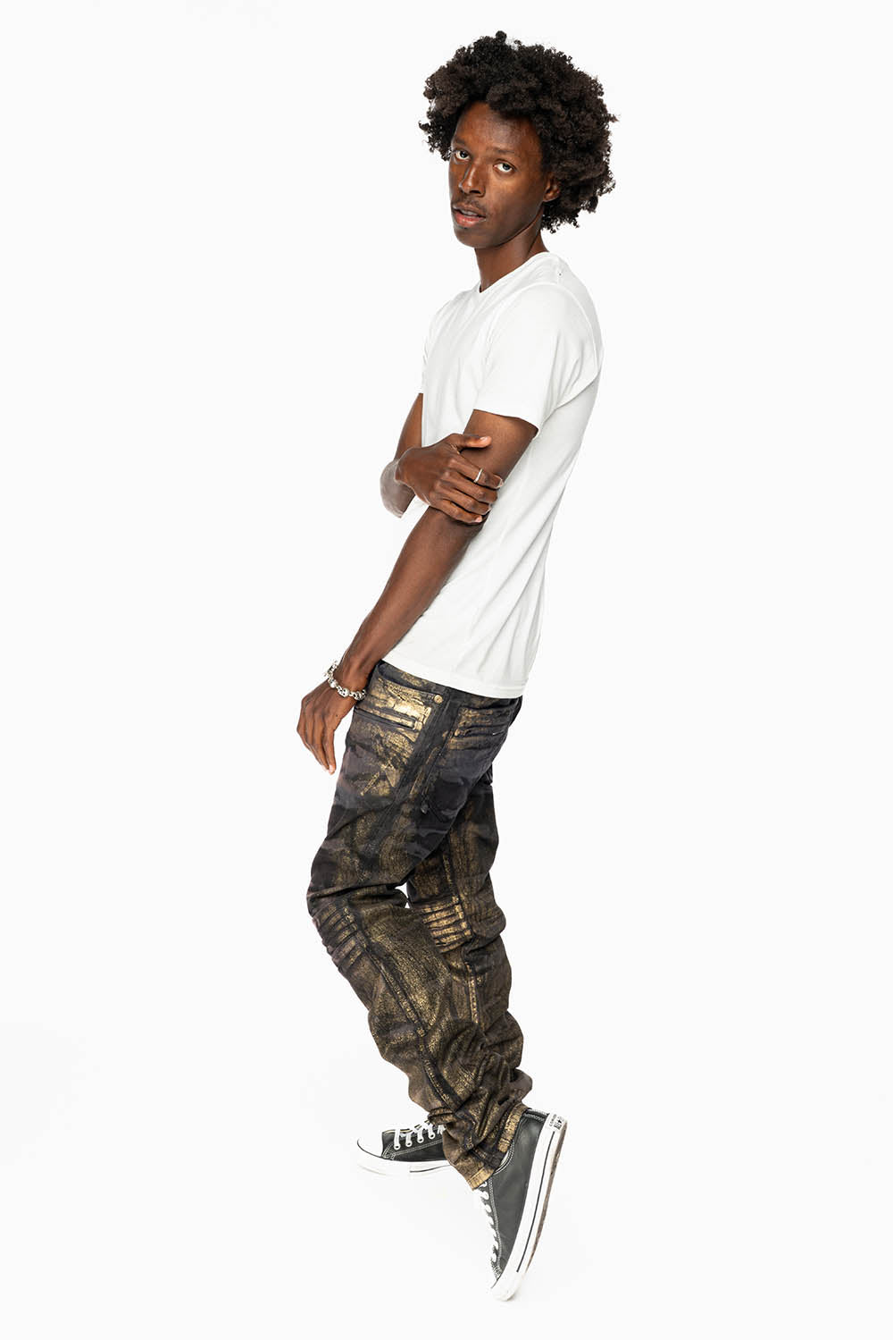 MENS MOTO BIKER JEANS IN AERO BLACK WASH - Image 6