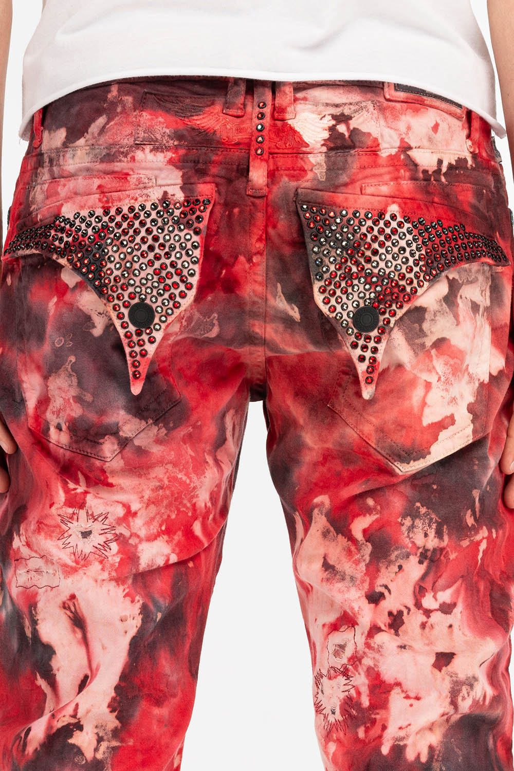 MENS CLASSIC STRAIGHT LEG LONG FLAP JEANS WITH CRYSTALS IN SUNDANCE - Image 4