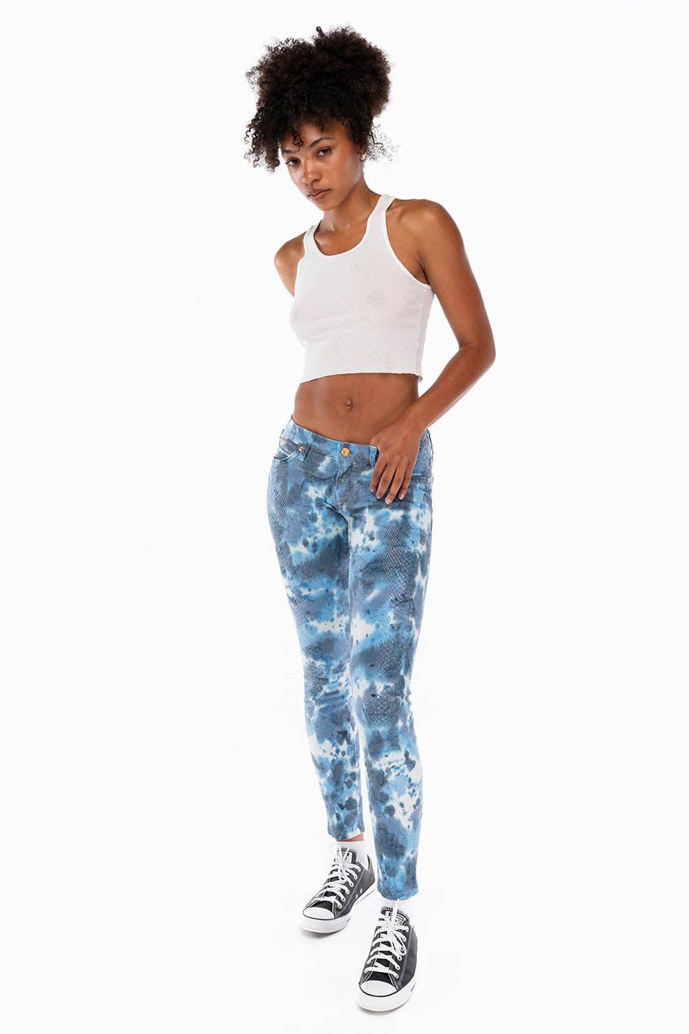 MARILYN WOMENS SKINNY JEANS IN LIZARD BLUE - Image 7