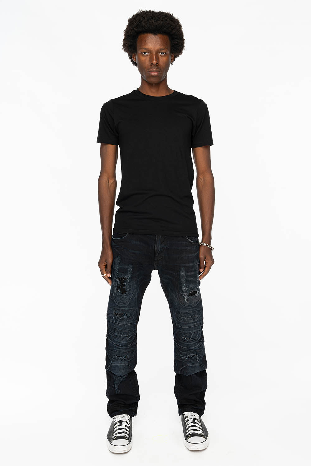 SLIM JEANS WITH OVAL PATCHES WITH STUDS AND CRYSTALS IN F_ED UP BLACK - Image 7