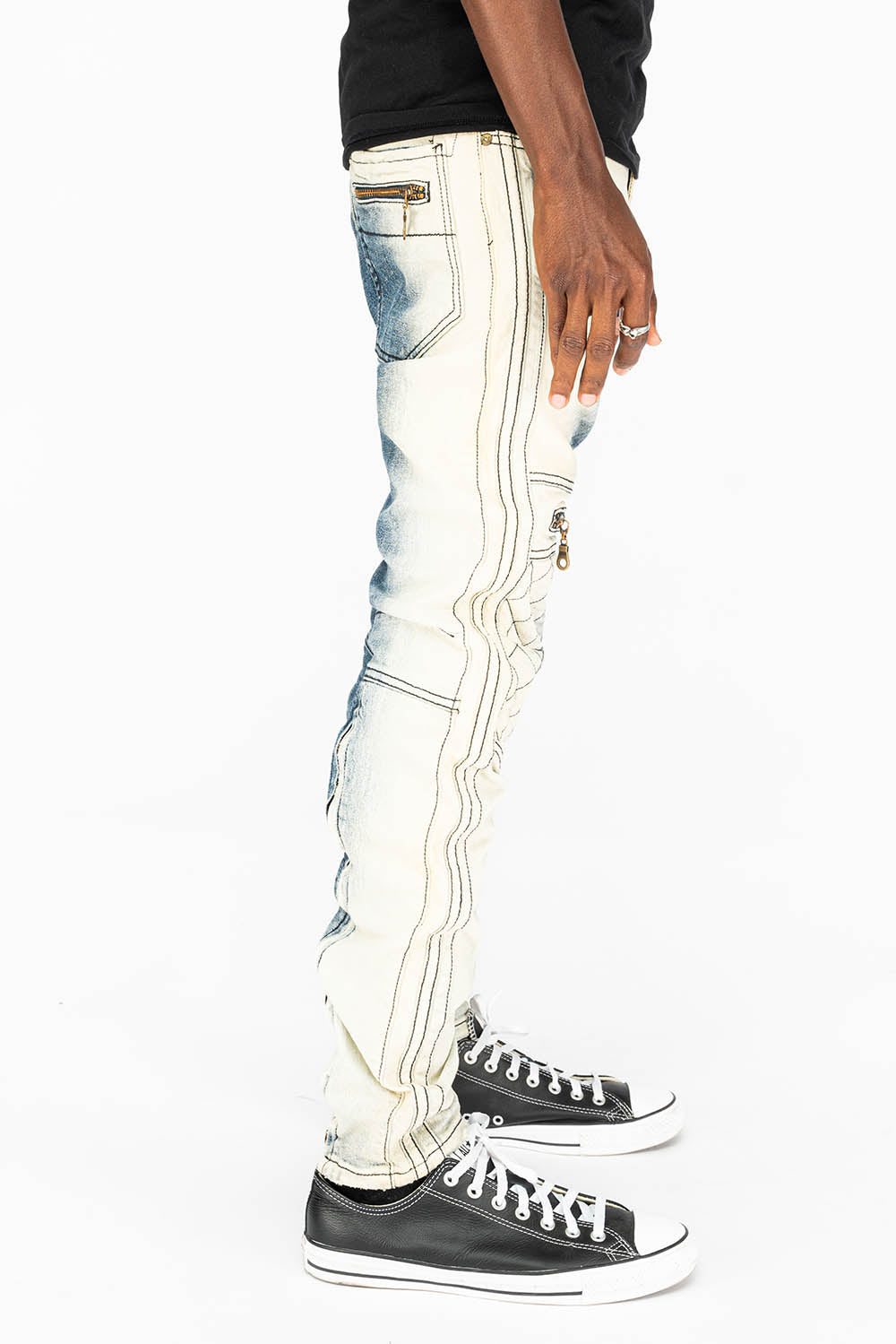 MENS BIKER JEANS IN OCEAN WASH - Image 2