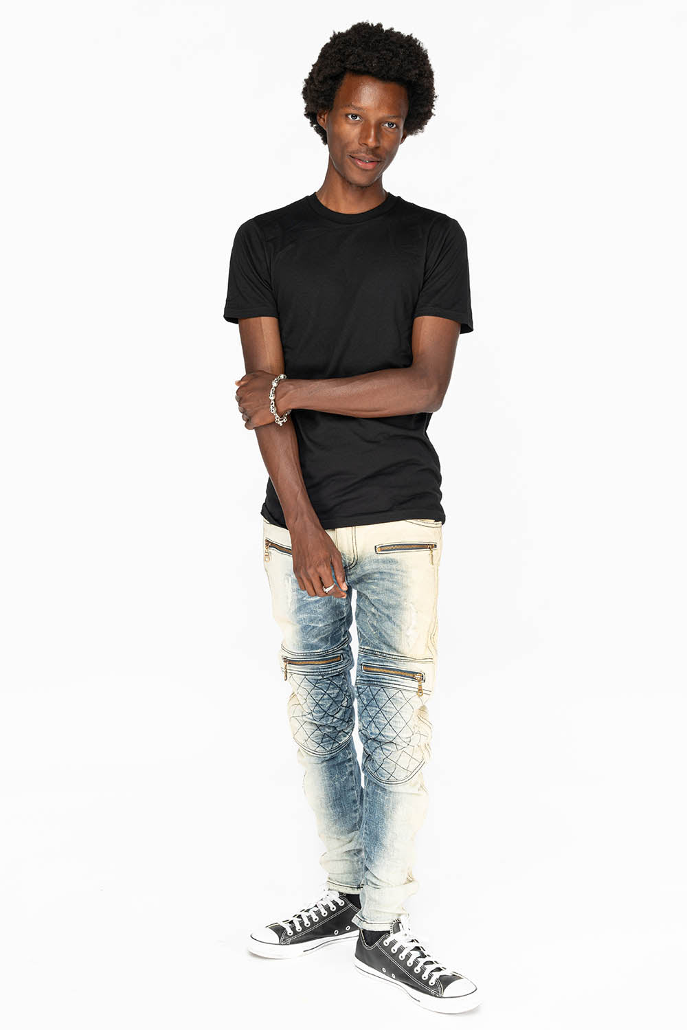 MENS BIKER JEANS IN OCEAN WASH - Image 4